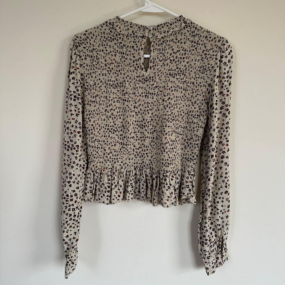 Patrons Of Peace Cottage Floral Smocked Top Cropped Long Sleeve Womens MED - Picture 9 of 11